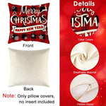 HASTHIP Christmas Cushion Covers for Sofa with Invisible Zipper 4Pcs 16x16in Cotton Linen | Red Black Plaid Holiday Pillowcases