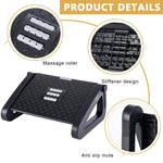 HASTHIP Foot Rest Under Desk for Office Chair with Massage Rollers and Adjustable Height | Black