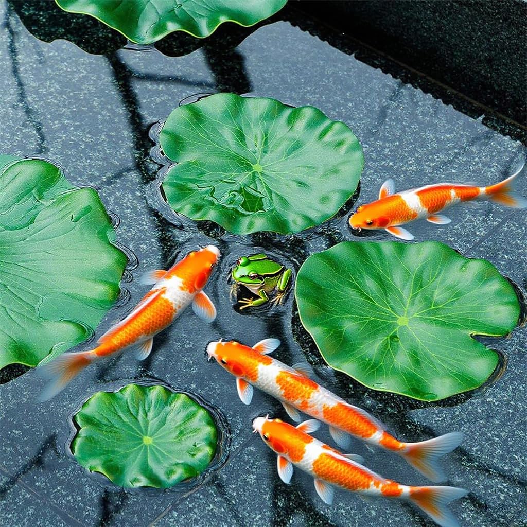 HASTHIP Artificial Floating Lily Pads for Ponds featuring Mixed 4 and 6 in Foam Leaves | Natural Water Decor