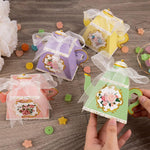 HASTHIP Paper Candy Bags for Party Favors with Ribbon Closure and Floral Teapot Design 12Pcs 3.35x3.35x4.13 in