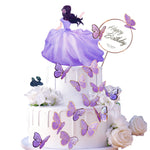 HASTHIP Cake Decoration Items Set for Birthday Cakes with 56Pcs Butterfly Toppers | Purple Decor for Girls Party