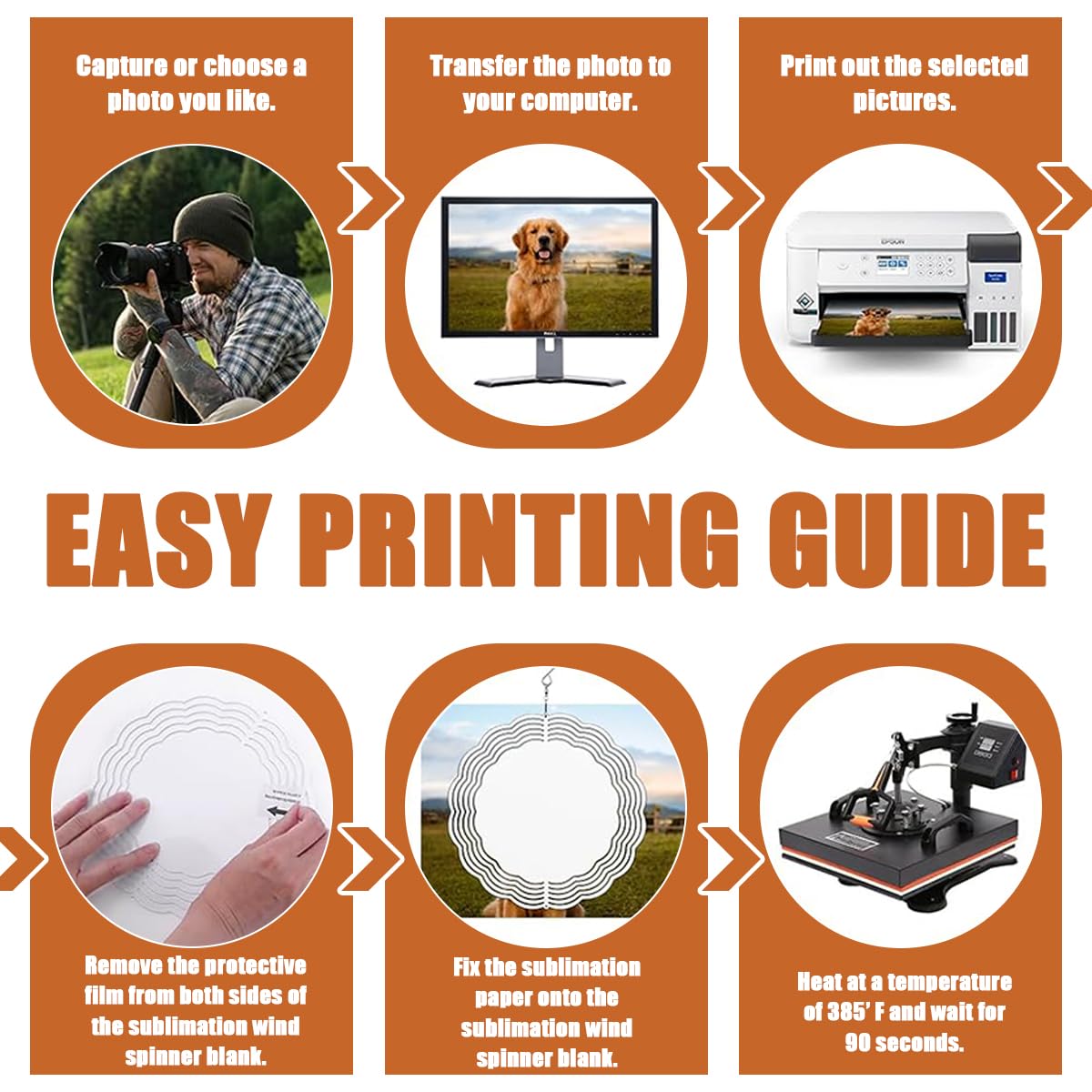 HASTHIP Sublimation Wind Blanks for DIY Gift and Outdoor Garden Decoration 8 inch Aluminum