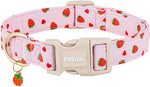 HASTHIP® Pink Strawberry Dog Collar for Small Medium Large Dogs – Adjustable Sweet Spring Summer Pet Collar with Cute Strawberries Pattern for Female Puppies and Girl Dogs, Soft & Comfortable – Pin