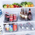 HASTHIP® Turntable Refrigerator Drink Organizer Rack,Beverage Holder for Cans & Bottles, Space-Saving Fridge Storage Shelf