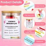 HASTHIP Dating Ideals Jar with 120 pcs Color Coded Notes for Creative Couple Activities | Fun Gift for Anniversaries and Valentine’s Day