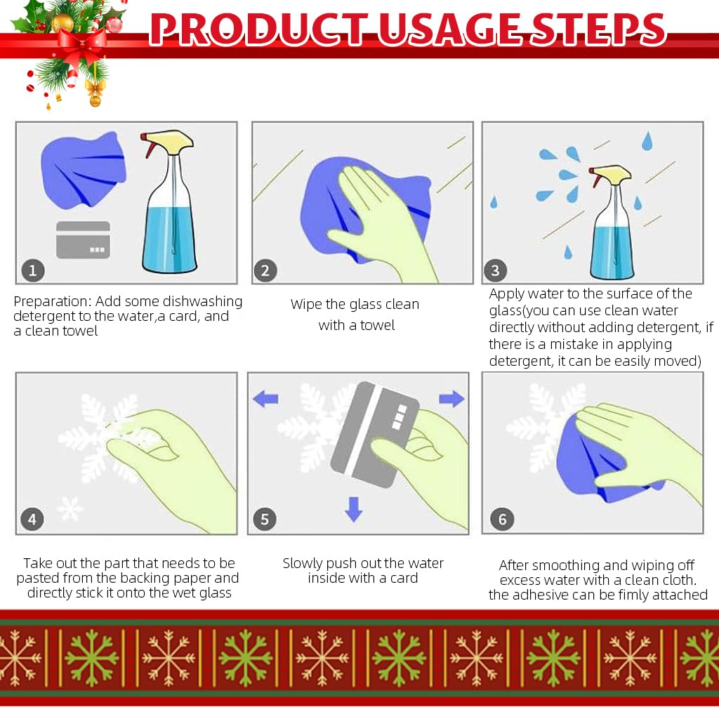 HASTHIP Christmas Window Clings Decorations for Home and Office featuring Static Cling PVC 45x60cm | Reusable Festive Glass Stickers