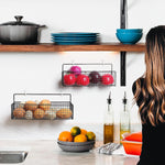 HASTHIP Kitchen Organizer Basket Set 2Pcs for Wall Mount or Counter Use | Metal Wire 26x13x15 cm and 36x15.5x15 cm