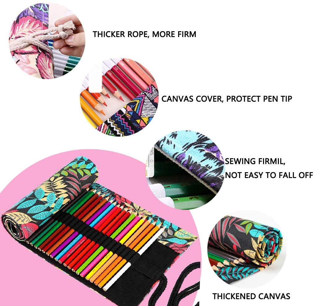 HASTHIP Pencil Wrap Case for Artists with 72 Slots and Separate Sleeves | Canvas Roll Up