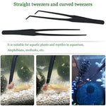 HASTHIP® Juego de 2 Pinzas Acuáticas de Acero Inoxidable para Acuario 27 cm/10.6 in – Pinzas Rectas y Curvas Antideslizantes para Plantas,Limpieza y Alimentación Peces Reptiles,