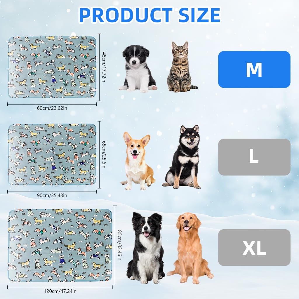 HASTHIP® Self-Cooling Pad for Dogs & Cats, Pressure Activated, No Water Needed Large Waterproof Mat for Heat Stroke Prevention for Stay Cool Indoor & Outdoor (60 * 45cm)