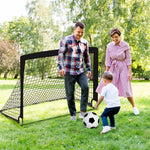HASTHIP® Football Goal Net Kit for Kids, Football Training Goal Target Net with Inflatable Soccer Ball, Inflator Pump, Ground Stakes, Training Cones, Black Training Cone Marker 47x37x35 Inch