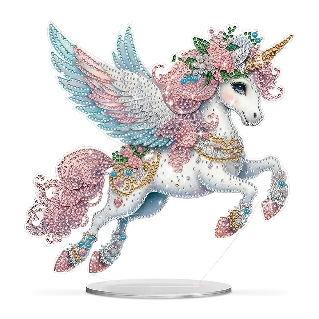 HASTHIP DIY 5D Diamond Painting Art Kit for Dreamy Unicorn 9.3 in Desk Decoration with Tools and Color Gems