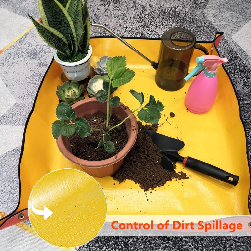 HASTHIP Gardening Mat for Indoor Plant Care featuring Metal Copper Buttons and 100×100cm Waterproof PE Design