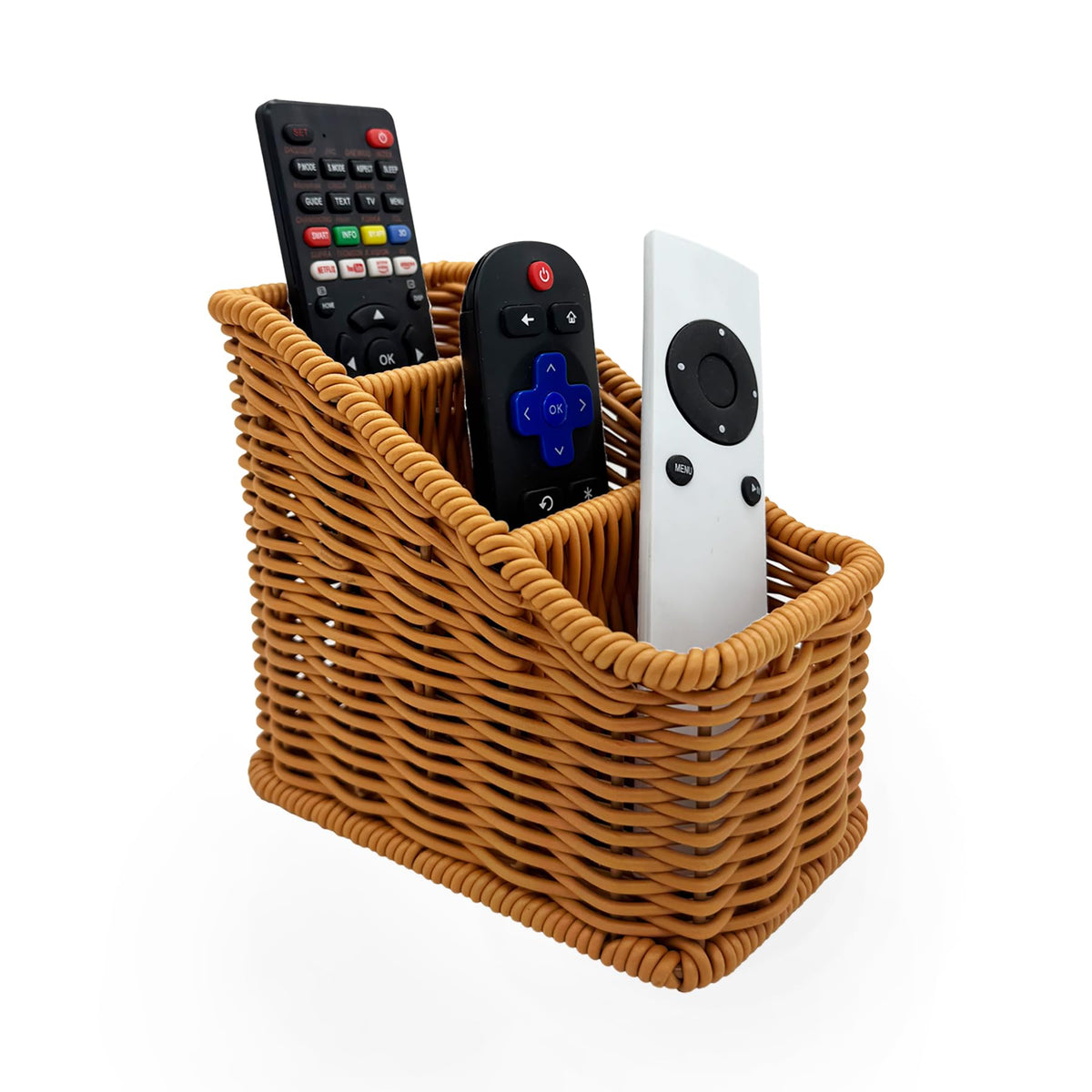 HASTHIP® Wicker Remote Control Holder,Rustic Rattan TV Remote Caddy Storage Box for Table