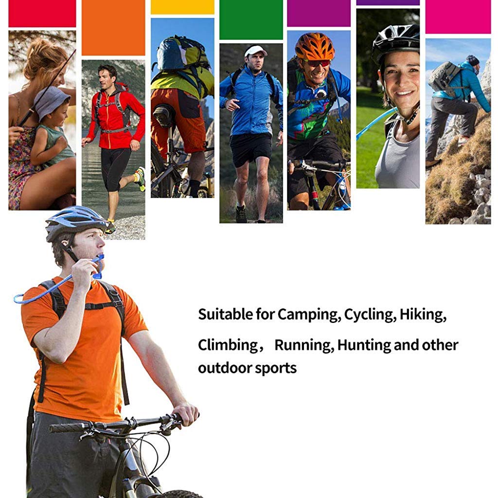 HASTHIP® Bolsa de Hidratación 2L Sin BPA,Vejiga de Agua Antibacteriana a Prueba Fugas con Boquilla ON/Off,Depósito Agua con Gran Apertura para Senderismo Ciclismo y Running (Azul 1