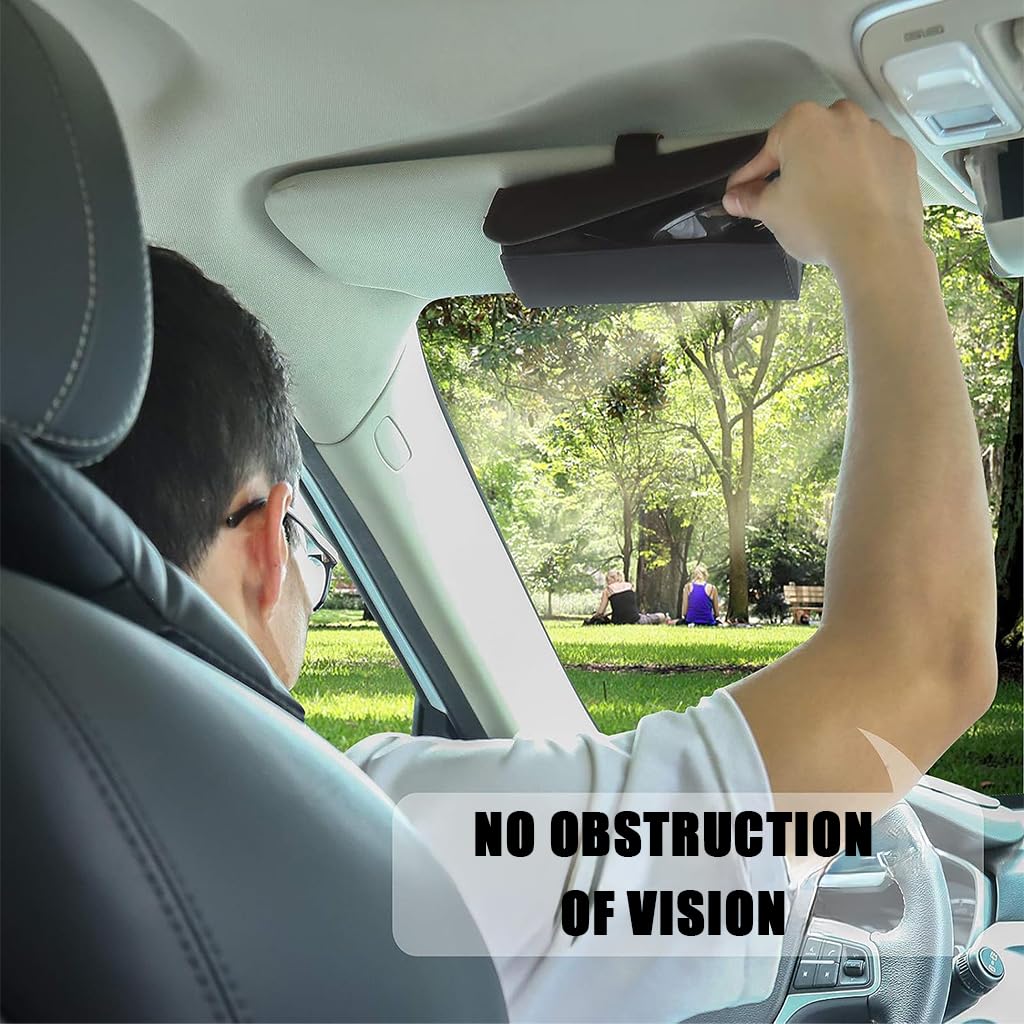 HASTHIP® Organizador de Gafas de Sol para Coche,Caja Almacenamiento Visera con Clip Magnético,Porta Gafas PU Cuero para Visera Solar Soporte con Cierre Imantado Antideslizante