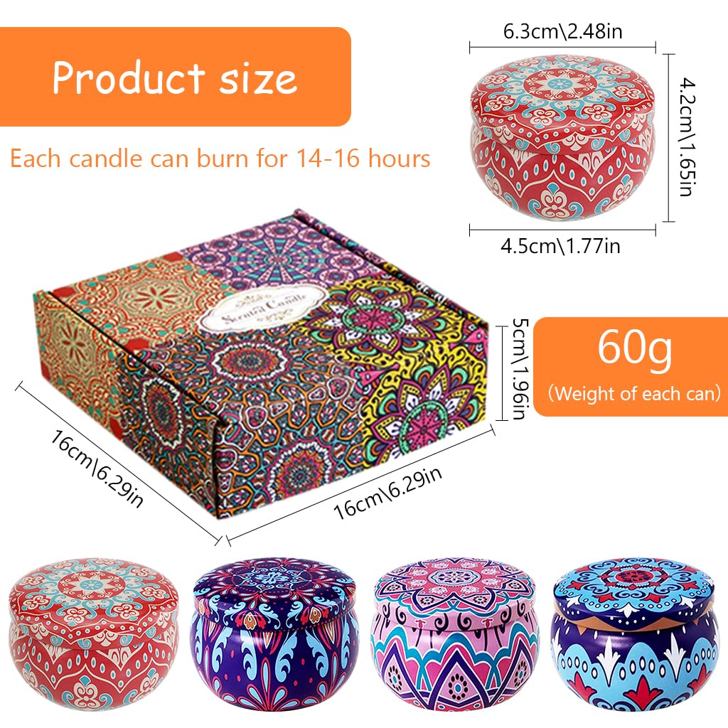 HASTHIP Scented Candles Gift Set for Home with 4×60 g Natural Scents & Tin Jars | Ideal Gifts