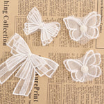 HASTHIP Applique Patches for DIY Crafts with 15 Sheer White Lace Bow and Butterfly Decals