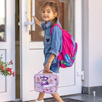 HASTHIP Cotton Insulated Bento Box Lunch Bag 11.4x8.3x3.9 in with Dual Handles | Purple for Kids and Adults