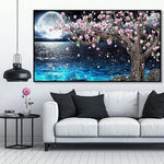5D Diamond Painting Kit, 27.5 X 15.7inch Large Size Lake Moon Diamond Painting Kits for Adults, DIY Full Drill Crystal Rhinestone Arts and Crafts, Art Diamond Painting for Home Wall Decor
