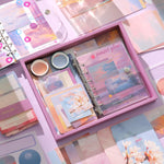 150Pcs Journal Kit, Journaling Kit Journal Stickers Journal Supplies, Scrapbook Stickers Pack for Art Journaling Bullet Junk Journal Planners, DIY Decoration Paper Craft Kits (Sunset Glow)