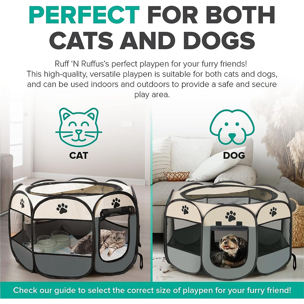 HASTHIP® Foldable Pet Playpen Breathable Indoor Pet Fence Pet Enclosure with Mesh Window for Cat Dog Movable Pet Delivery Room