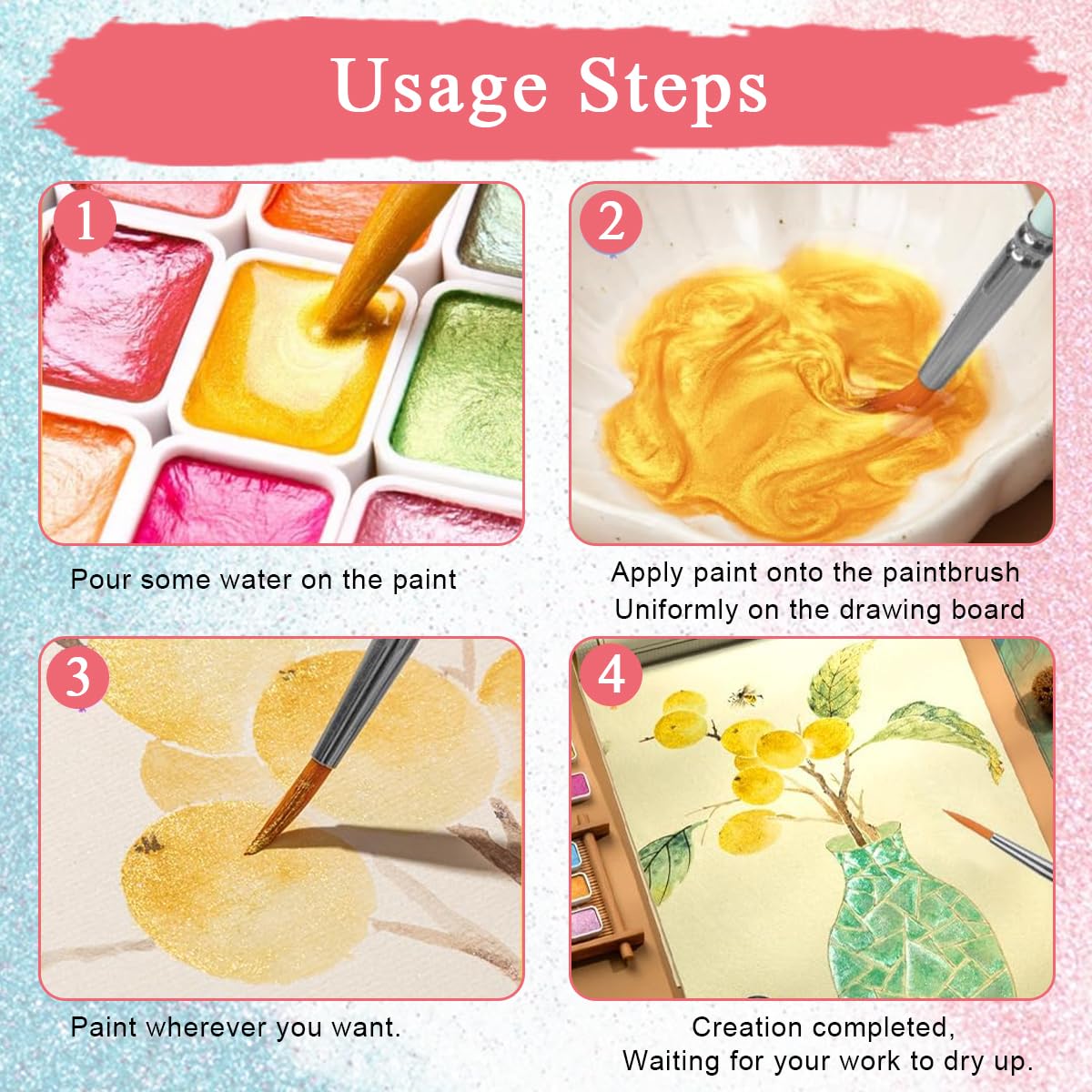 HASTHIP Metallic Pigments for DIY Art and Craft with 20 Vibrant Colors | Easy Blend Formula