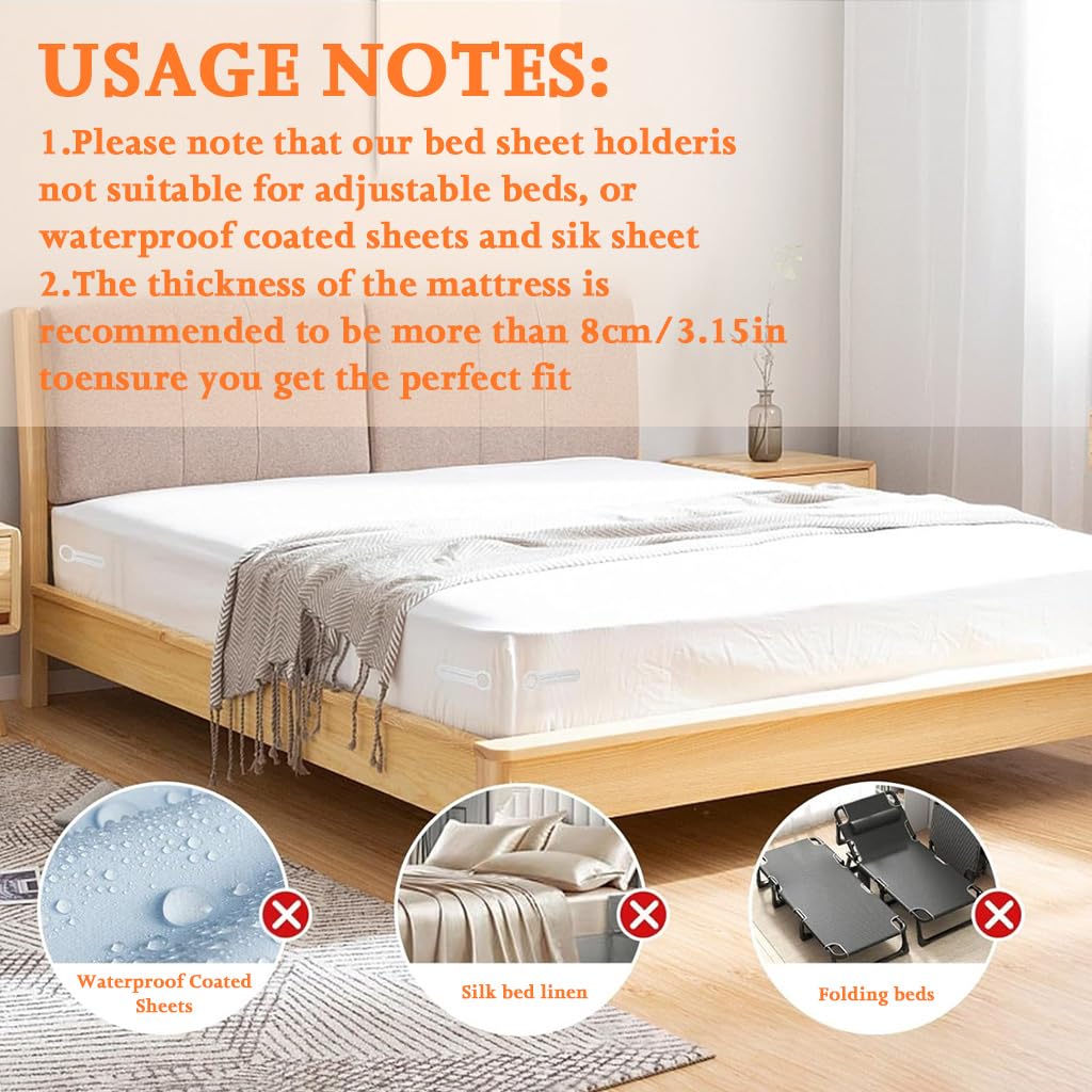HASTHIP Fitted Sheet Fasteners Set for Secure Mattress Corners with Slide In Pin | Pack of 4