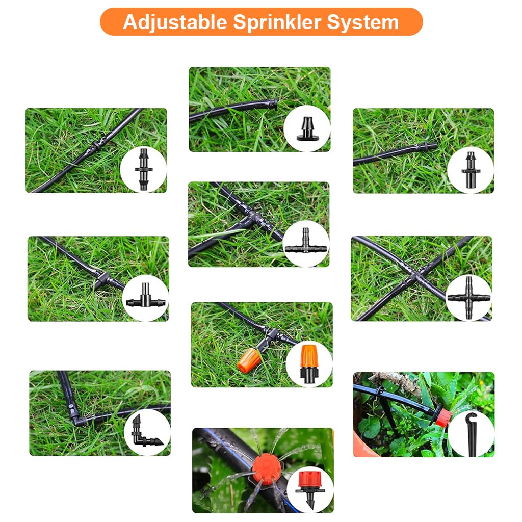 HASTHIP Slow Irrigation Fitting Kit for DIY Gardening with 240 pcs Connectors & Drippers