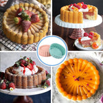 HASTHIP Charlotte Cake Pan for Cheesecake and Brownie Tart with Nonstick Fluted Mold | 8x8x2.5 in Food Grade Silicone