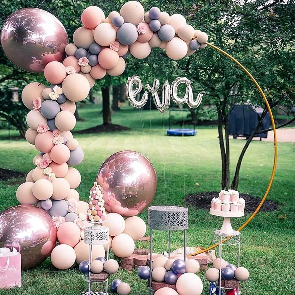 HASTHIP® Decoration Backdrop Stand - Round Balloon Arch Stand, 6.56ft Diameter Arch Balloon Stand Assembly Balloon Arch Stand for Wedding, Birthday Party, Baby Shower Decoration (Gold)