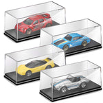 HASTHIP® 4-Pack Acrylic Display Cases for 1: 64 Scale Model Cars with Black Base Clear Dustproof Showcase Boxes for Hot Wheels, Matchbox & Diecast Racing Car Collectibles, Display Shelf, 106x46x46mm
