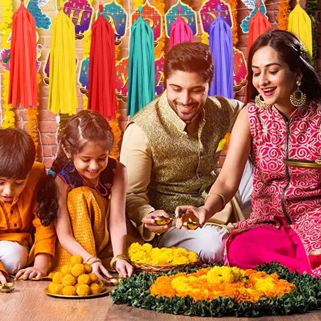 HASTHIP Happy Diwali Banner for Home and Porch Decoration featuring Gold Letter Design | Ideal for Festival of Lights and Deepavali Celebrations