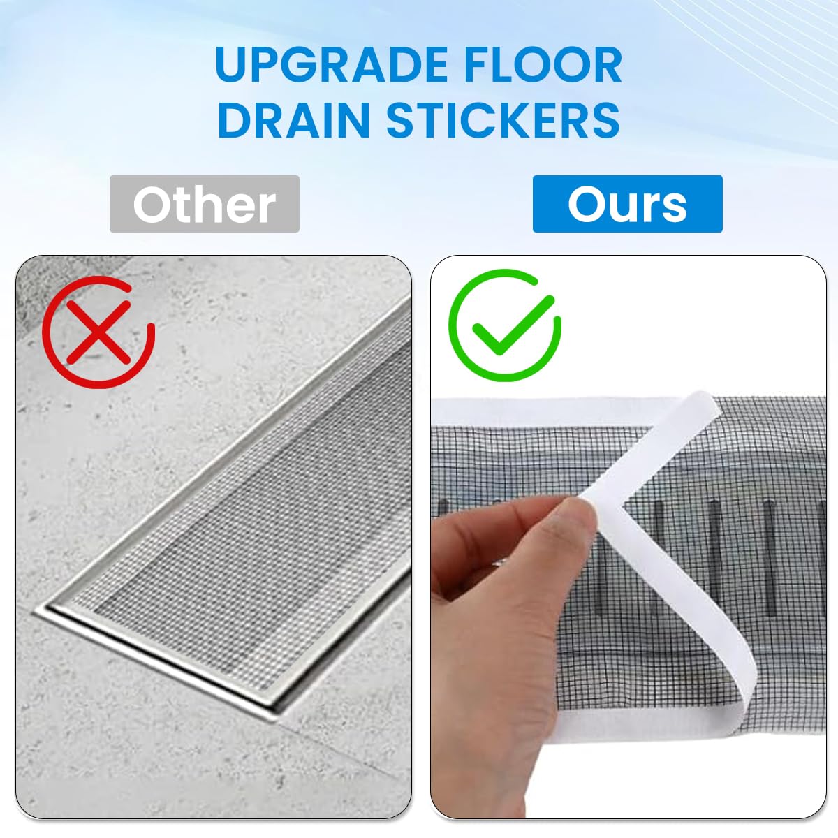 HASTHIP Disposable Shower Drain Hair Catcher for Bathroom with 4mm Holes | 20 Pack 4x4 in & 13ft Mesh