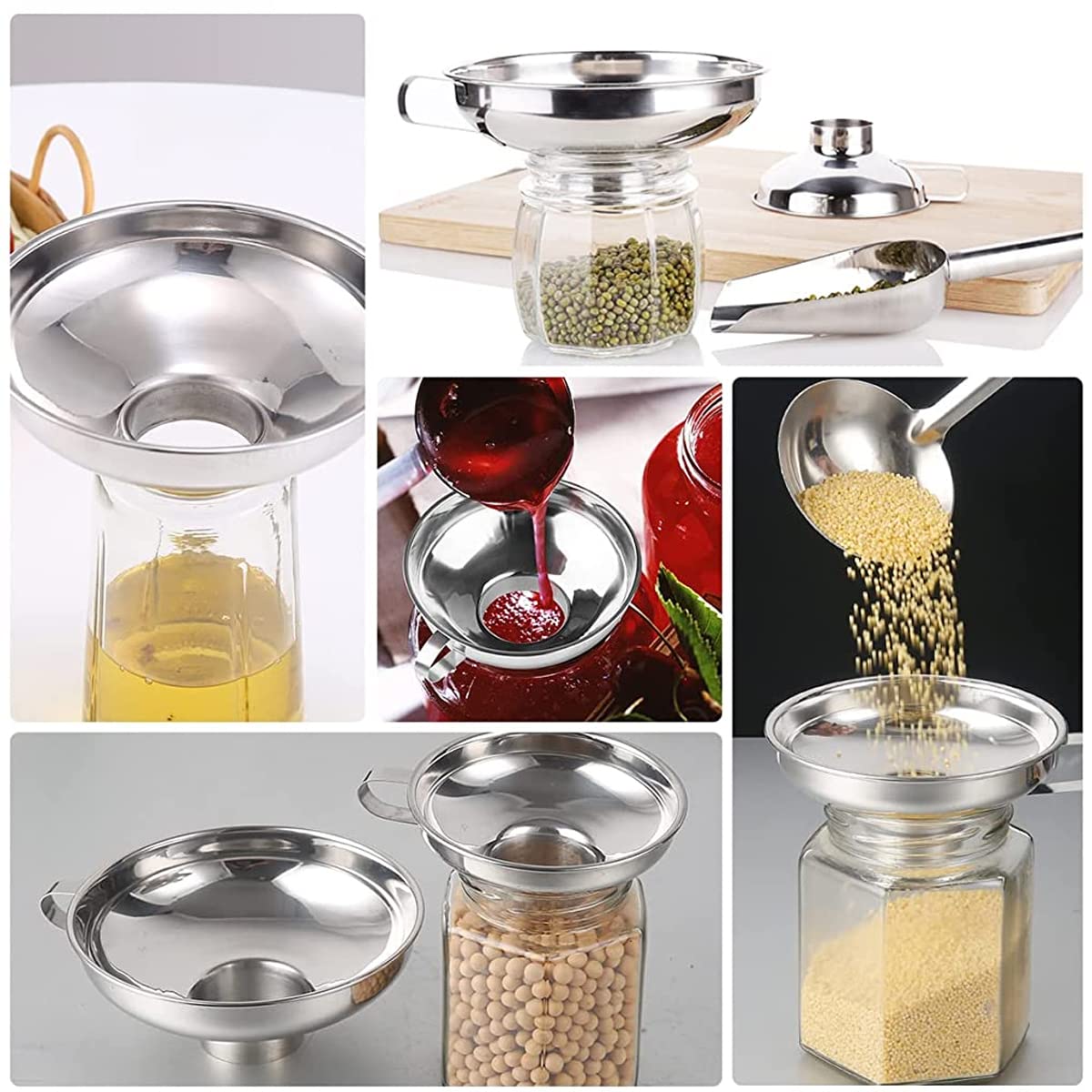 HASTHIP Canning Funnel for Kitchen Use with Handle featuring 4.3×1.4 in Wide Mouth 304 Stainless Steel