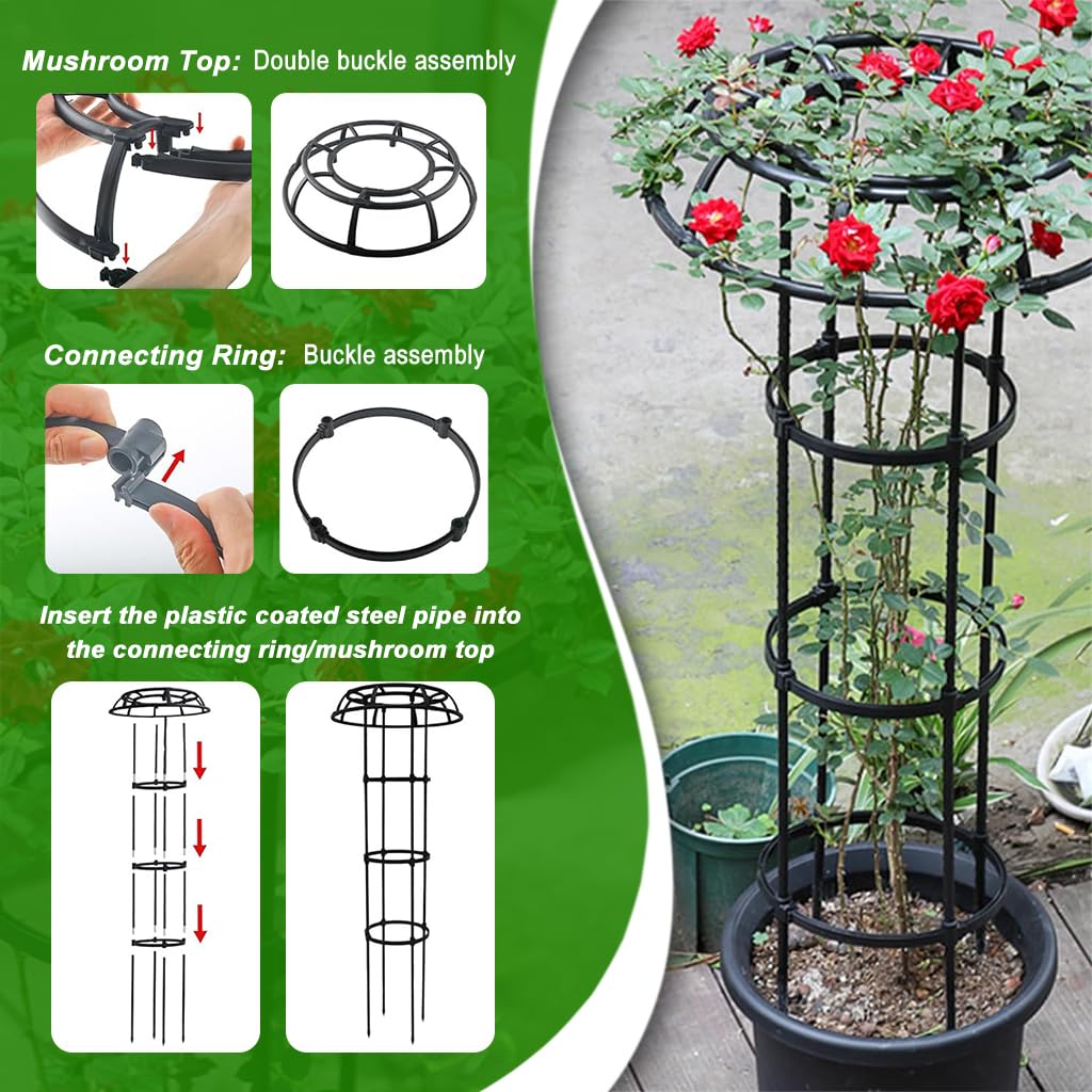 HASTHIP Upright Trellis for Climbing Plants with Hollow Roof Design and 135 cm Height | Steel Frame Adjustable Support for Indoor and Outdoor Gardening