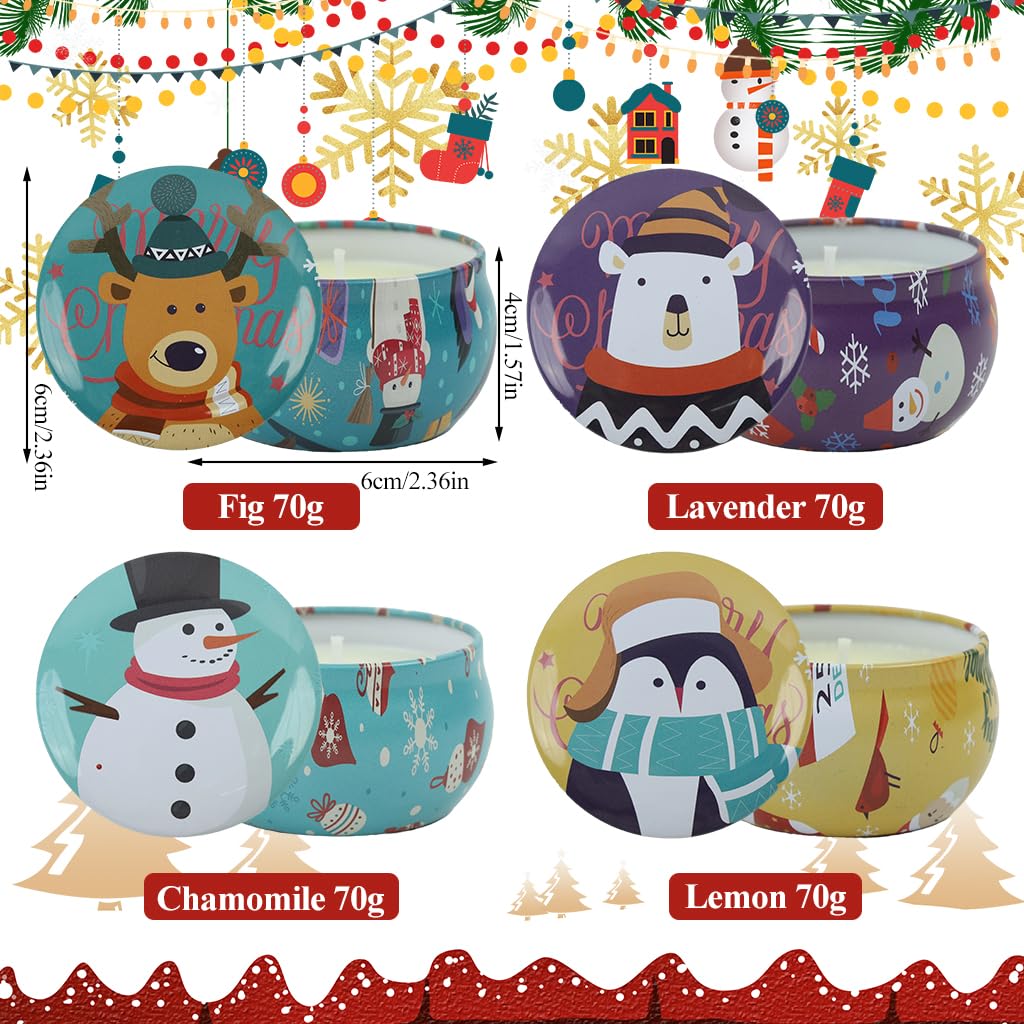 HASTHIP Scented Candles Gift Set for Home and Christmas | 4 Pack 70 g Natural Soy Wax