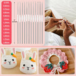 HASTHIP Crochet Hook Set for DIY Crafts with 9 and 12 Sizes and Soft Rubber Handles | Portable Storage Bag