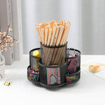 HASTHIP® Pen Stand Pen Organizer for Study Table,360° Rotating Mesh Desk Organizer with 7 Compartments