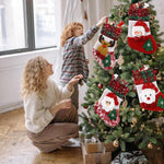 HASTHIP Christmas Stockings Set for Tree and Door with 9.8 in Size Loop Hanging | 4 Red Designs