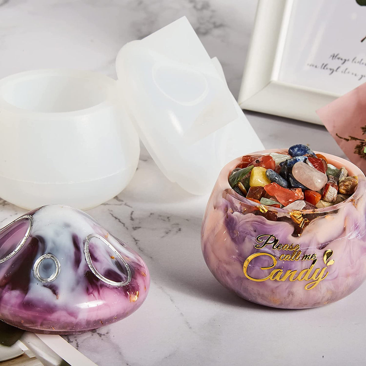 HASTHIP Resin Molds Mushroom Jars for DIY Epoxy Crafts featuring 2 Parts and 9.38 oz Capacity