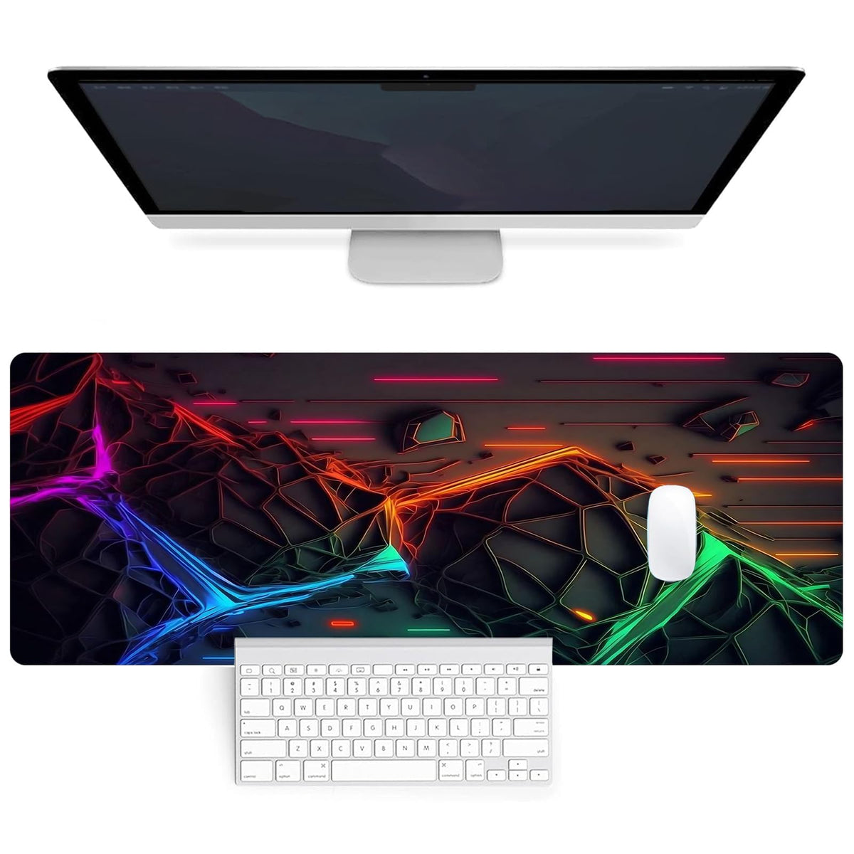 HASTHIP® Mouse Pad de RatóN 3D, Alfombrilla para Gaming 300x800x2 Mm Extendida Grande Antideslizante para Escritorio y Teclado Xxl Adecuada para Pc, Ordenador, PortáTil, Llavero, Fiesta