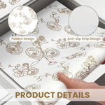 HASTHIP® 45cm x 300cm Non Adhesive Drawer Liner Gold Floral Thickened Shelf Liner Paper Strong Non-Slip Easy to Clean for Tool Box Refrigerator with Small (Random)