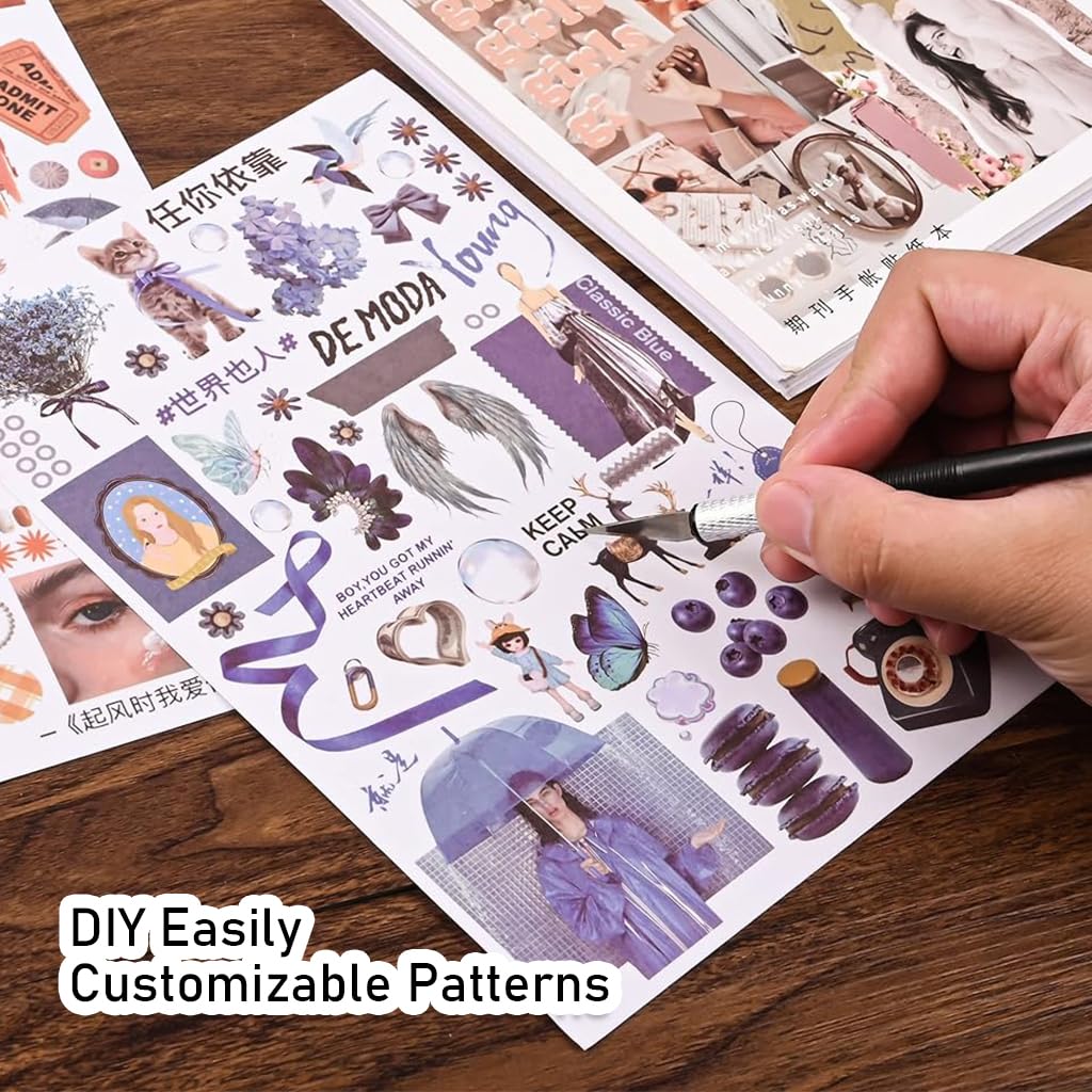 HASTHIP Vintage Washi Stickers for Scrapbooking and Journaling with 50 A5 Sheets | Tear and Adhere Design