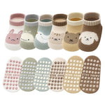HASTHIP® Calcetines Antideslizantes para Niños Pequeños,6 Pares de Calcetines de Algodón Transpirable con Dibujos Lindos,Tobillo para Niños y Niñas 1-3 Años Regalo Ideal