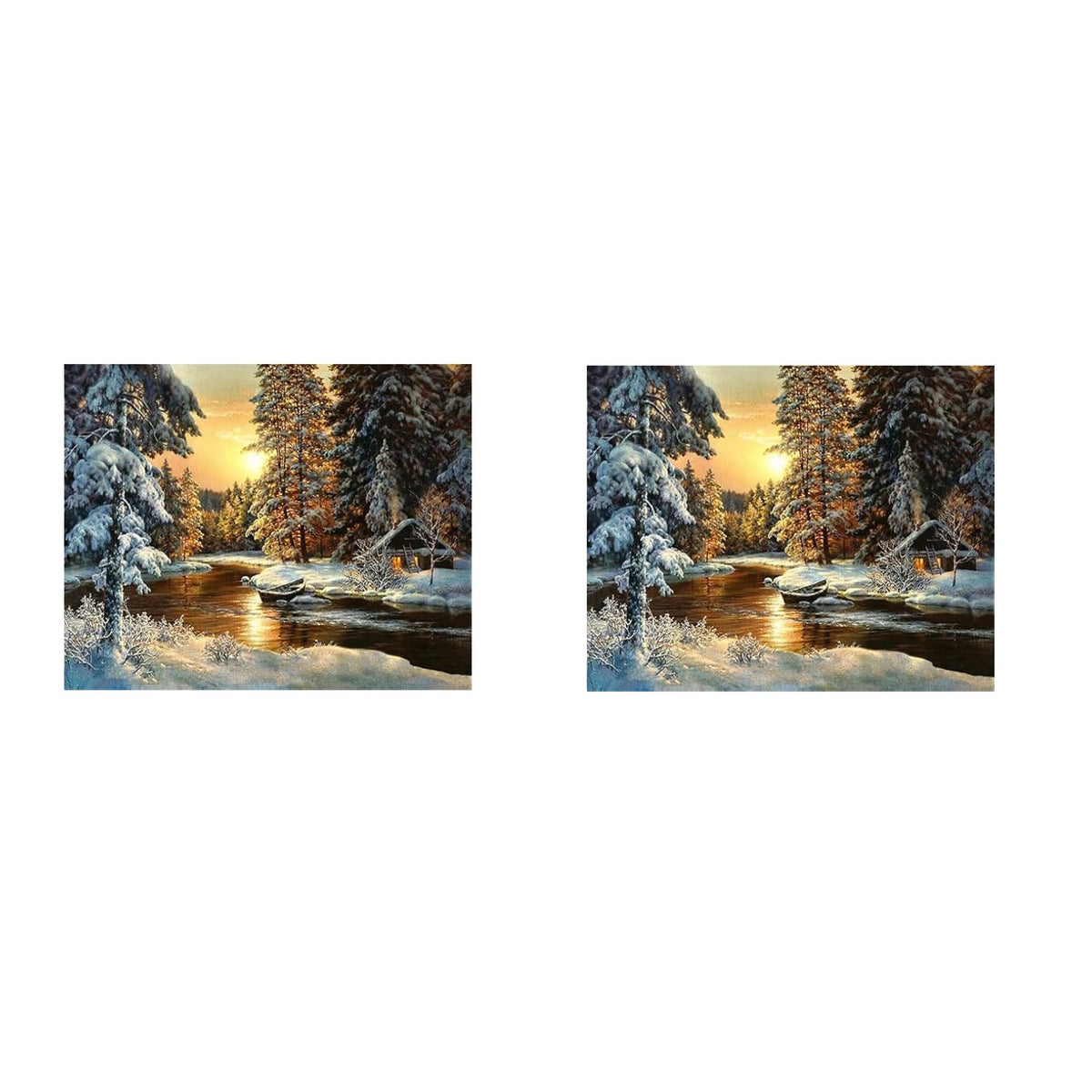 HASTHIP Paint by Numbers for Adults with Pre Printed Linen Canvas and Acrylic Paints | 2 PCS DIY Art Kit for Relaxation and Home Decoration