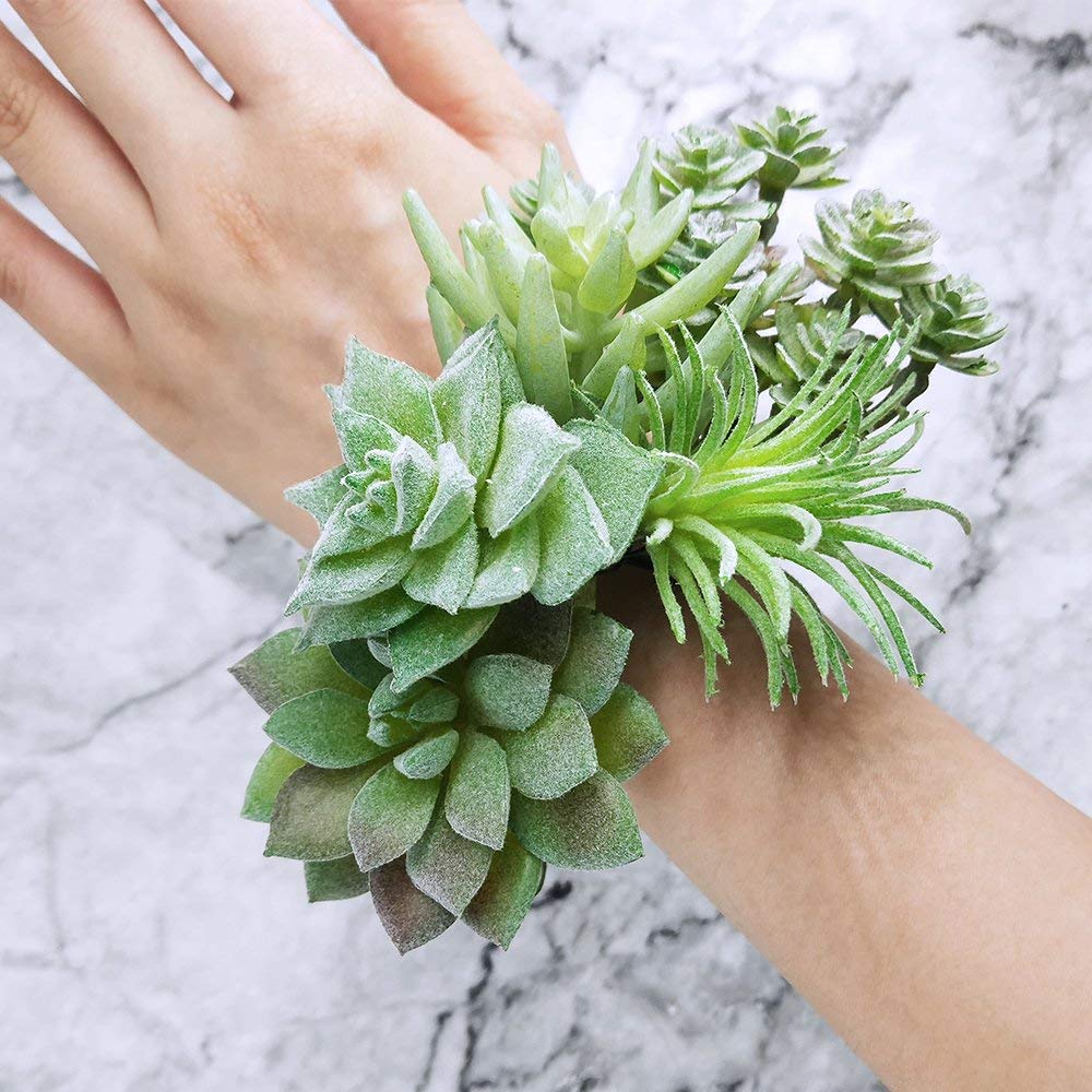 11Pcs Artificial Succulent Plants, Faux Succulent in Flocked Green in Different Type Different Size, Mini Artificial Plants Desk Decor, Computer Desktop Decoration