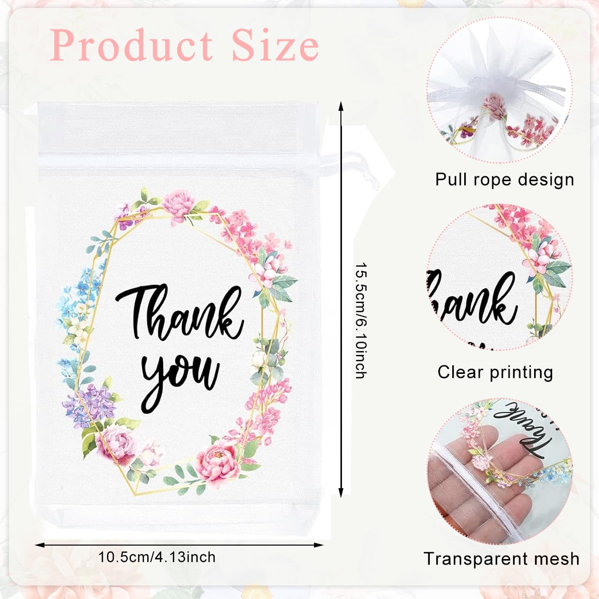 HASTHIP Potli Bags for Gifting 30 pcs 4x6 in with Drawstring Closure and Sheer Mesh | Ideal for Weddings and Parties