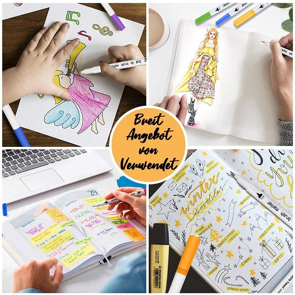 HASTHIP Fineliner Pen Set for Coloring and Calligraphy featuring 0.4 mm Tips & 36 Colors | Water-Based Non-Toxic Ink
