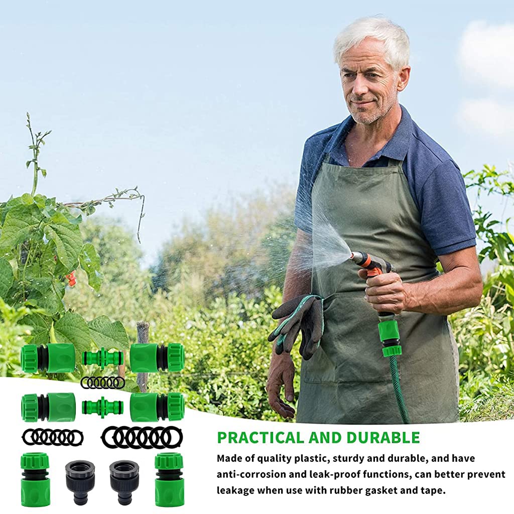 HASTHIP Hose Pipe Connector for Garden Tap with 20 pcs Set and Double Male Snap | ABS Material